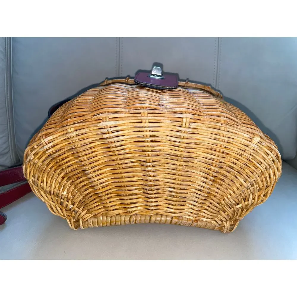 Vintage Etienne Aigner Wicker Fishing Creel Style 1950s–1960s MCM Purse - READ - Picture 15 of 16